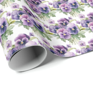 Papier Cadeau Pansies violettes Pansy