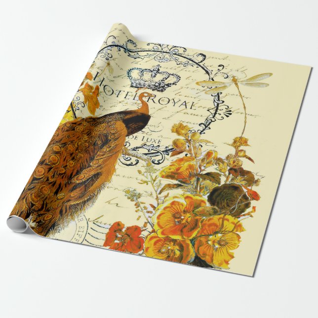 Papier Cadeau paon d'automne (Déroulé)