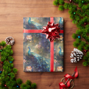 Papier Cadeau Paon Floral