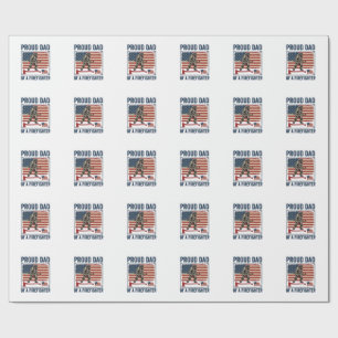 Papier Cadeau Papa fier d'un pompier drapeau vintage Vector_1