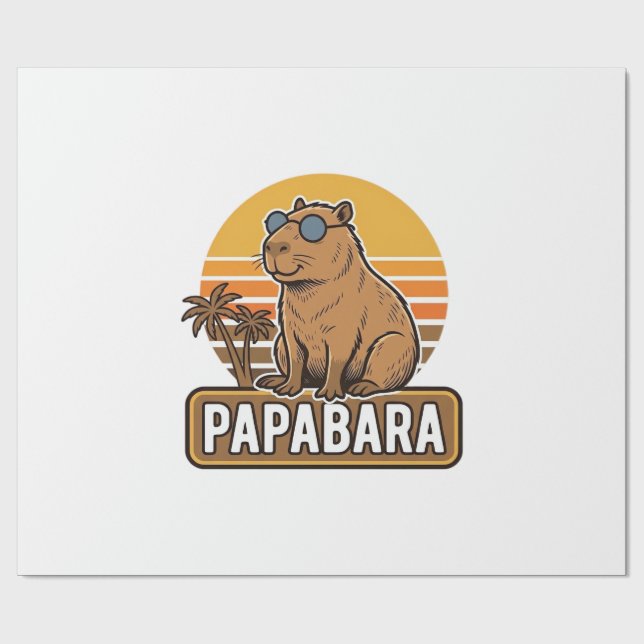 Papier Cadeau PAPABARA Conception vectorielle de papa capybara r (Plat)