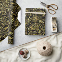& Pape Motif de recouvrement floral or brillant