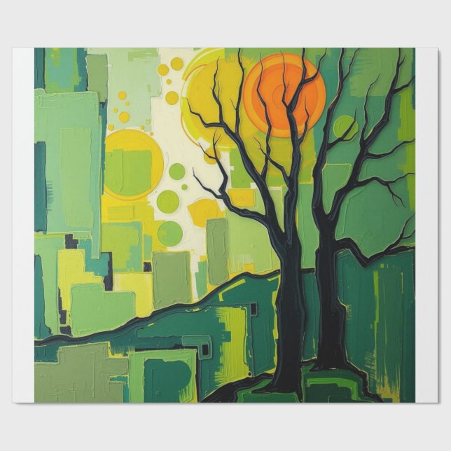 Papier Cadeau Papel de Presente com paisagem verde (Plat)