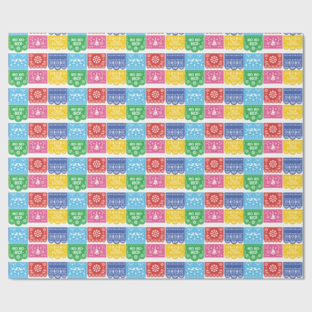 Papier Cadeau Papel Picado Christmas Wrapping Paper (Plat)