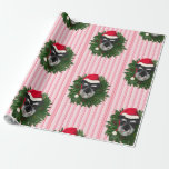 Papier Cadeau Paper de Schnauzer<br><div class="desc">Christmas Wrapping Paper featuring a miniature schnauzer with a wreath around his neck</div>