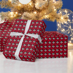 Papier Cadeau Paperwhites et Poinsettias rouges Motif floral