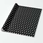 Papier Cadeau Papier à enveloppement à points Polka Noir<br><div class="desc">Des pois rétro noirs décorent ce papier d'emballage. Le design est issu de l'art original.</div>