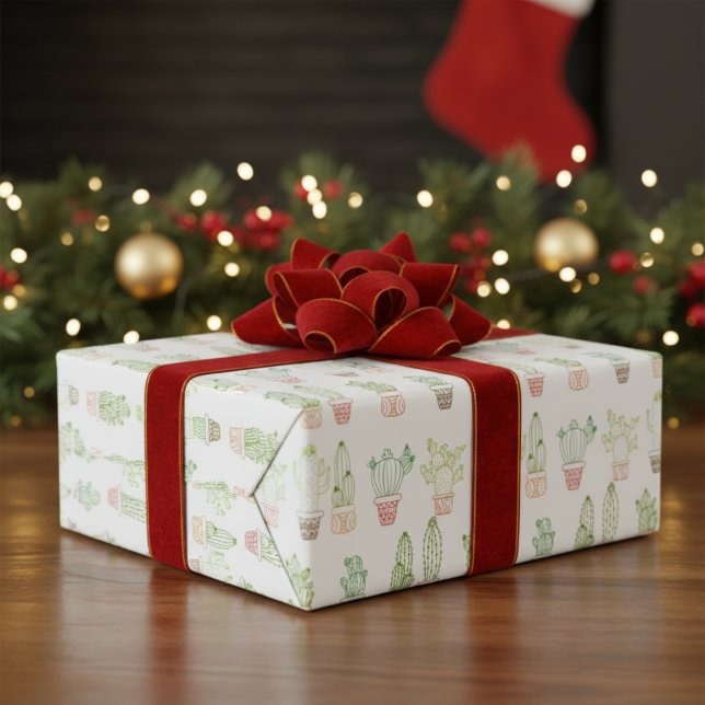 Papier Cadeau Papier à enveloppement Cactus Vibrant (Vibrant Cactus-Themed Wrapping Paper)