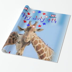 Papier Cadeau Papier à enveloppement de girafe 4 juillet