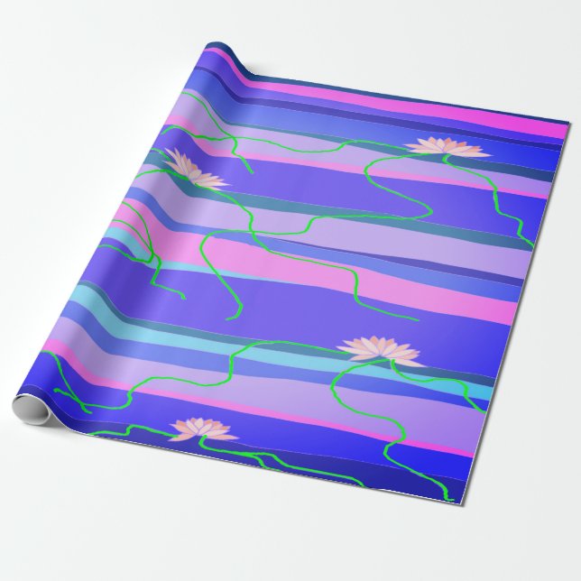 Papier Cadeau Papier à enveloppement de lotus roses (Déroulé)