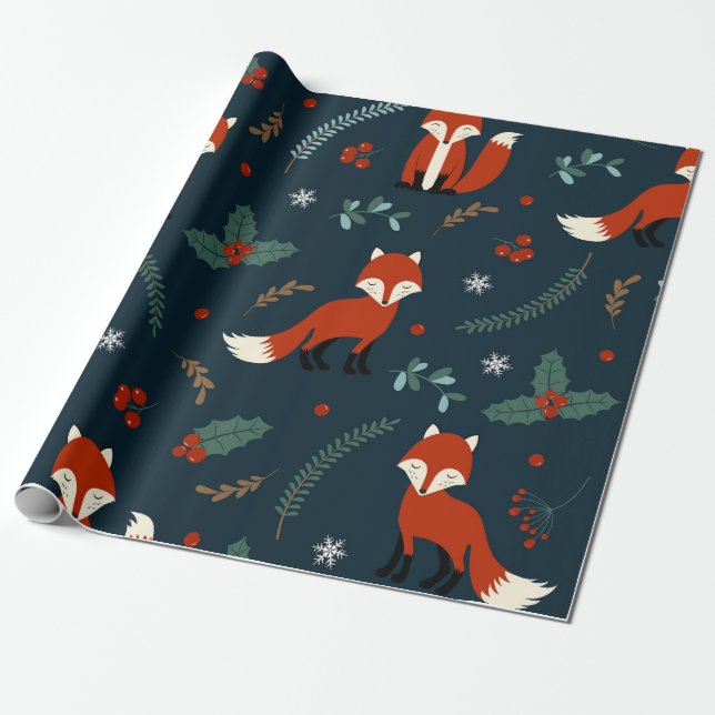 Papier Cadeau Papier à enveloppement de Noël (thème Red Fox) (Déroulé)