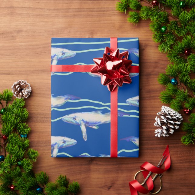 Papier Cadeau Papier à enveloppement Motif de baleine (Cadeau de vacances)