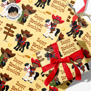 Papier Cadeau Papier à enveloppement personnalisé Black Cowboy