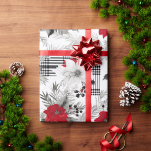 Papier Cadeau Papier à enveloppement Poinsettia de Noël nordique