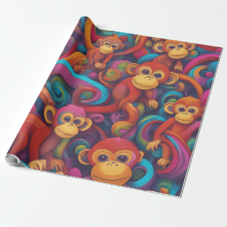 Papier Cadeau Papier à enveloppement pour singes 3D Vivid - Vibr
