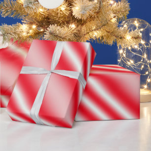 Papier Cadeau Papier à enveloppement rayé à canne à bonbons roug