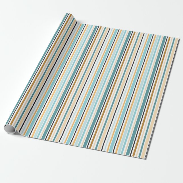 Papier Cadeau Papier à enveloppement Turquoise d'or Hope Stripe (Déroulé)