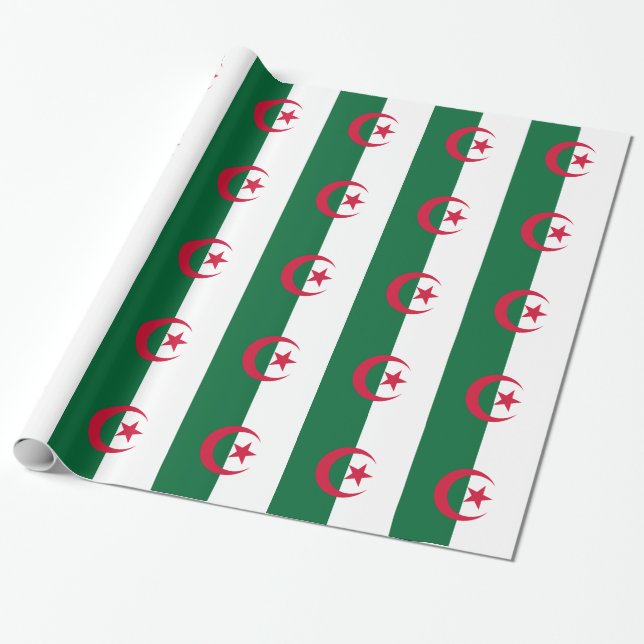 Papier Cadeau Papier à envelopper avec Drapeau d'Algérie (Déroulé)