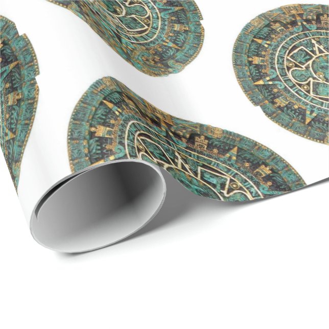 Papier Cadeau Papier à envelopper brillant, aztèque (Coin rond)