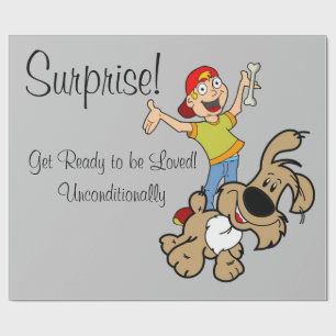 Papier Cadeau Papier à envelopper brillant, Chien surprise