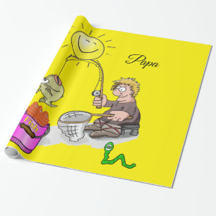 Papier Cadeau Papier à envelopper brillant, Pêcheur Pêche Jaune