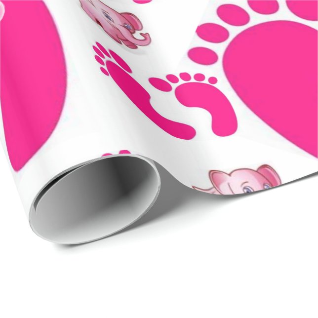 Papier Cadeau Papier à envelopper brillant Pink Baby Feet Girl E (Coin rond)