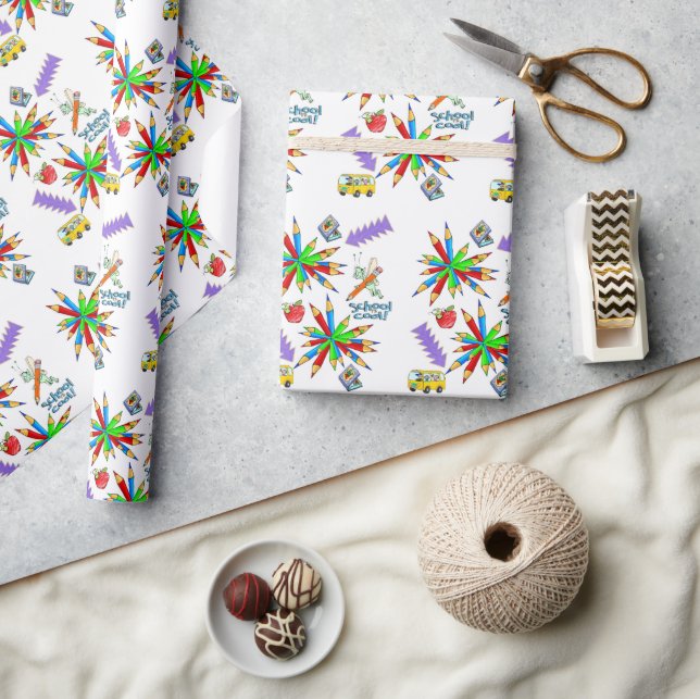 Papier Cadeau Papier à envelopper brillant Retour à l'école est  (Artisanat)