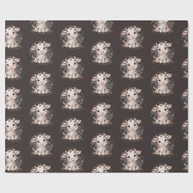 Papier Cadeau Papier à envelopper Cute Bébé vache (Couture)