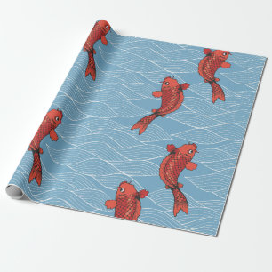Papier Cadeau Papier à envelopper de POISSON KOI JAPONAIS