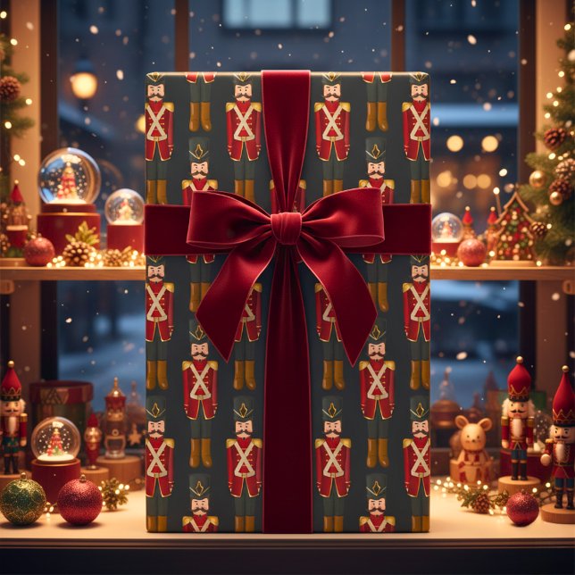 Papier Cadeau Papier à envelopper du soldat de caissonnière de j (Toy Nutcracker Soldier Wrapping Paper)