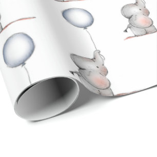 Papier Cadeau Papier à envelopper - Eléphants pour bébés avec un