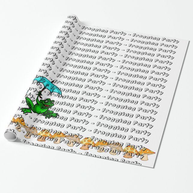 Papier Cadeau Papier à envelopper Frogging Party Champignons (Déroulé)