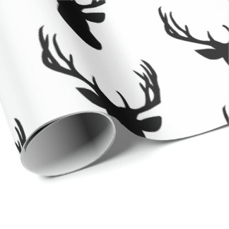 Papier Cadeau Papier à envelopper - Tête de cerf noir et blanc