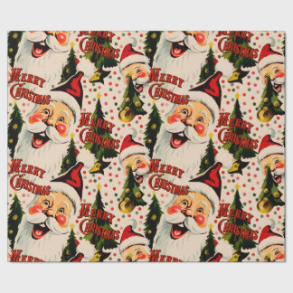 Papier Cadeau Papier à envelopper Vintage rétro Rire Santas
