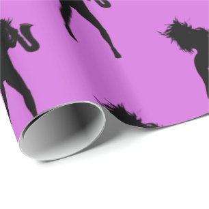 Papier Cadeau Papier à envelopper violet avec lecteur saxophone