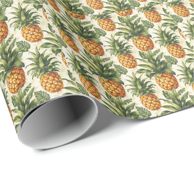 Papier Cadeau Papier à enveloppes Cadeau à ananas tropical (Coin rond)