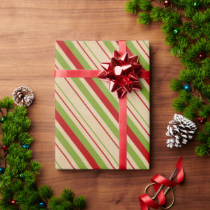 Papier Cadeau Papier à Motif rayé vert rouge
