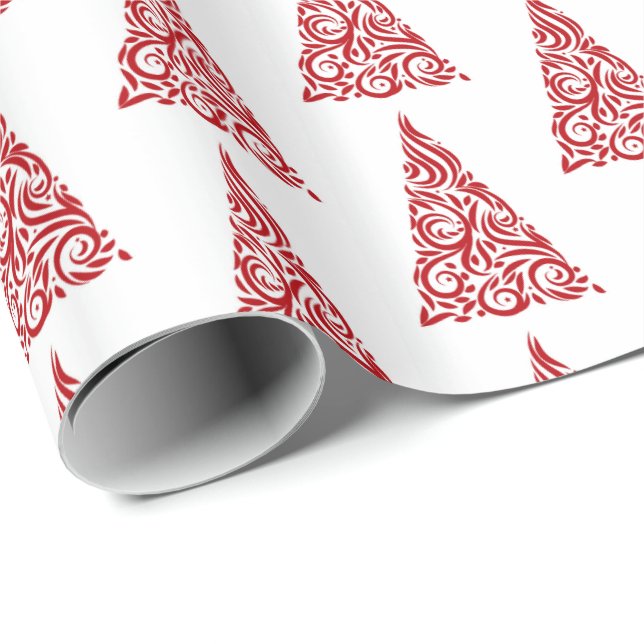 Papier Cadeau Papier-arbres de Noël (Coin rond)