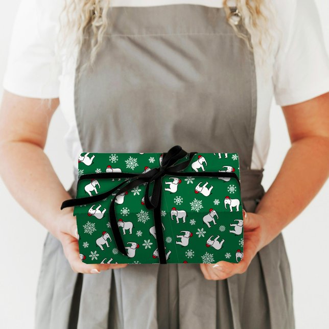 Papier Cadeau Papier blanc à enveloppement de Noël d'éléphant bl (Créateur téléchargé)