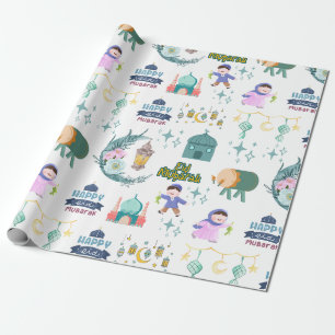 Papier Cadeau Papier blanc d'enveloppement de l'Aïd Al-Fitr Moub