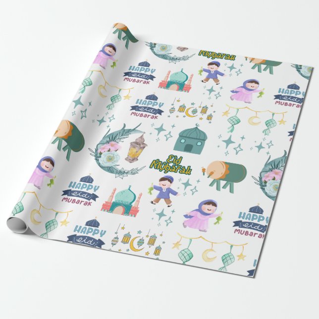 Papier Cadeau Papier blanc d'enveloppement de l'Aïd Al-Fitr Moub (Déroulé)