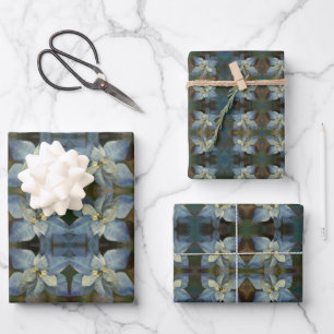Papier cadeau Papier bleu Poinsettia