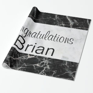 Papier Cadeau Papier brillant, noir & Marbre blanc