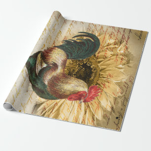 Papier Cadeau Papier de découpage Ephémère Rooster vintage