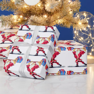 Papier Cadeau Papier de Noël amusant Fit Père Noël avec cadeau