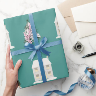 Papier Cadeau Papier de Noël glacé Turquoise de 30 po x 6 pi