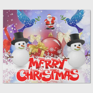 Papier Cadeau Papier de Noël Père Noël Snowman
