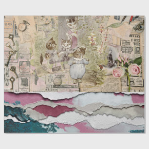 Papier Cadeau papier déchiré lapin