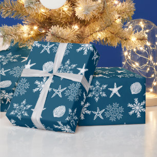 Papier Cadeau Papier d'écrêtage des coquilles de plage et des fl