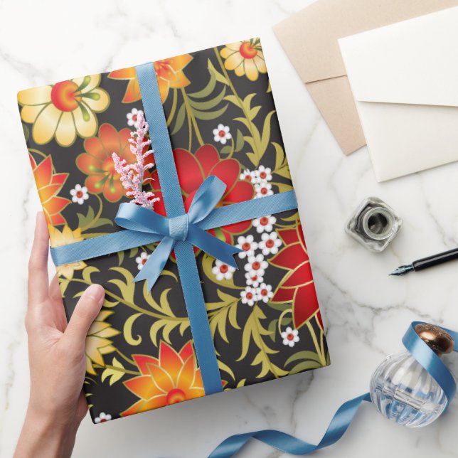 Papier Cadeau Papier d'emballage à motif floral rustique (Cadeaux)